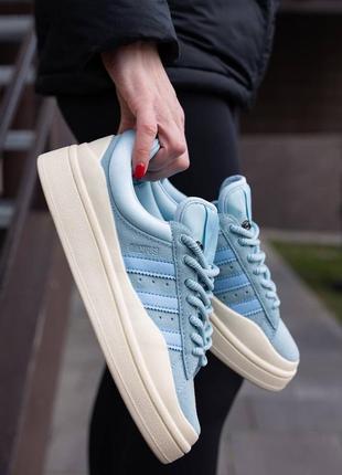 Жіночі кросівки adidas campus x bad bunny blue cream3 фото