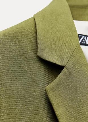 Короткий хаки блейзер женский zara new3 фото