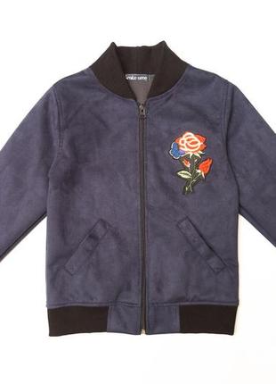 Бомбер на підкладі для дівчинки smiletime замшевий new look, синій