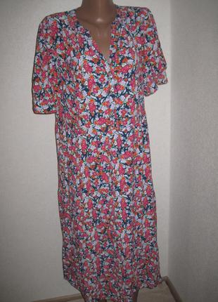 Ярусное вискозное платье marks&spencer р-р12 цветочный принт