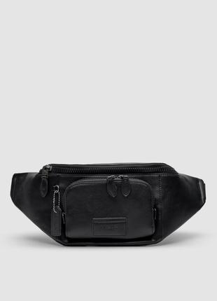 Мужская сумка coach track belt bag smooth skin black