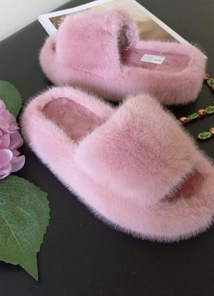 Тапочки жіночі на платформі,хутряні капці на платформі