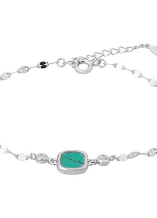 Серебряный браслет silverthin с бирюзой, фианитами, вес изделия 2,31 гр (60002052) 1720 размер