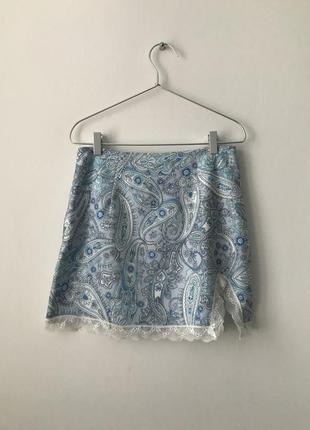 Нежно-голубая юбка с принтом пейсли shein голубая мини юбка с кружевом индийский огурец бута2 фото