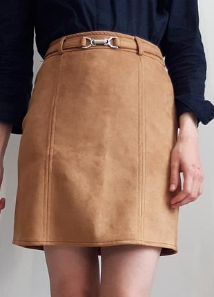 Мини юбка прямая кемел