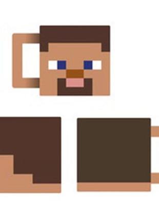 Кружка-чашка майнкрафт minecraft steve стив коричневая