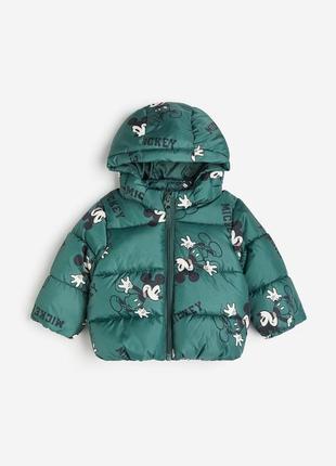 Детская зеленая куртка mickey mouse от h&m на 104 см