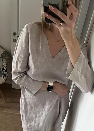 Подовжена сорочка льон і шовк можна носити як плаття