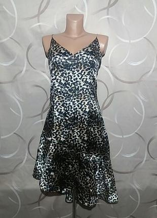 Плаття атласне у білизняному стилі.асиметричний них.принт лео.бренд k.jordan.