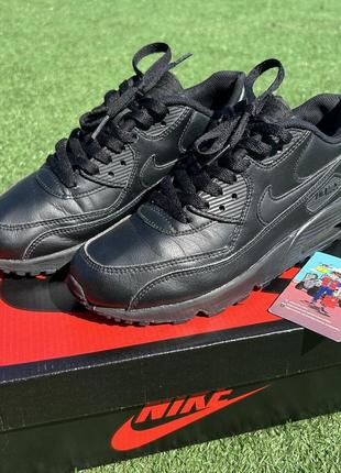 Женские кожаные кроссовки nike air max 90 ltr black6 фото