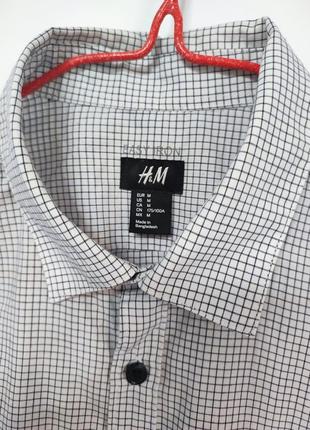 Рубашка рубашка мужская белая клетка прямая широкая классическая повседневная h&amp;m man, размер m3 фото