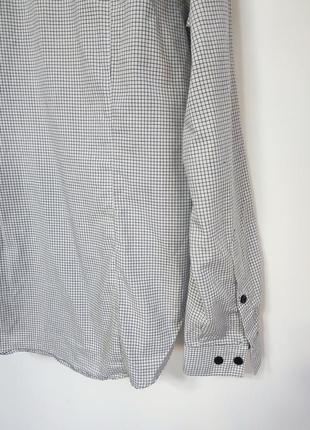 Рубашка рубашка мужская белая клетка прямая широкая классическая повседневная h&amp;m man, размер m8 фото
