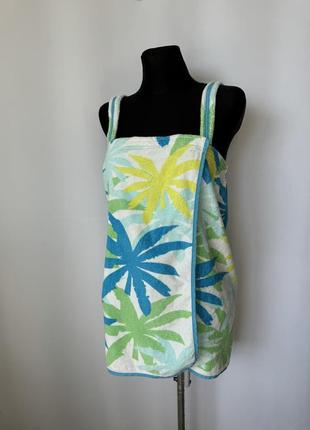 Сукня рушник на пляж secret possessions парео білий блакитний принт пальми