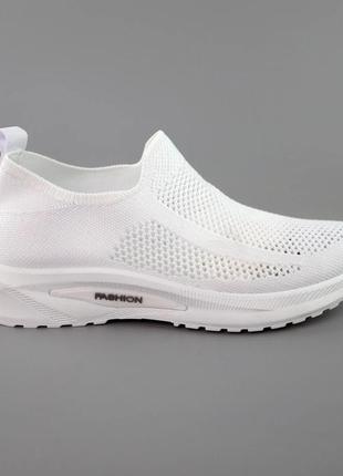 Стильні літні білі жіночі кросівки-мокасини сіточка,кеди з сіткою,кеди-шкарпетка на літо,жіноче літнє взуття1 фото