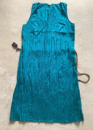 Платье длинное бирюза 100% жатый (креш) шелк planet p. 40/422 фото