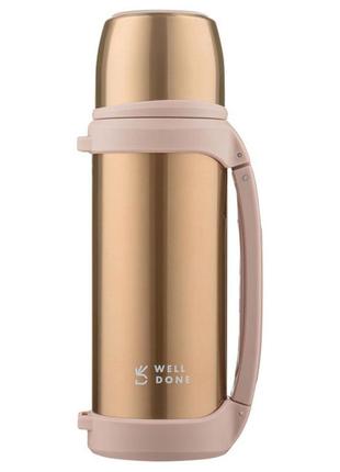 Хороший невеликий термос well done wd-7031d 1 л, якісний термос для дому, термос uw-847 для напоїв