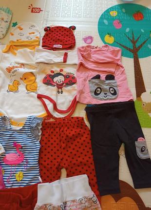 Одежда для младенцев 56-62-68-74 + 12 памперсов в подарок..цена за все 20 вещей+ 3 пары царапок+ 3 пары носчков2 фото