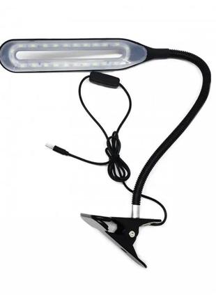 Настільна лампа світлодіодна на прищіпці гнучка прищіпка xsd 206 usb 24 діоди чорний