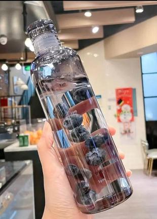 Легкая бутылка для воды из пищевого пластика 500 мл. черная