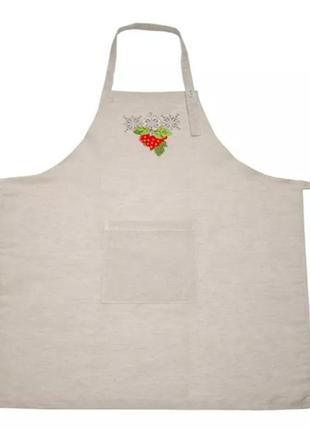 Фартух льон із вишивкою калина та орнаментами
