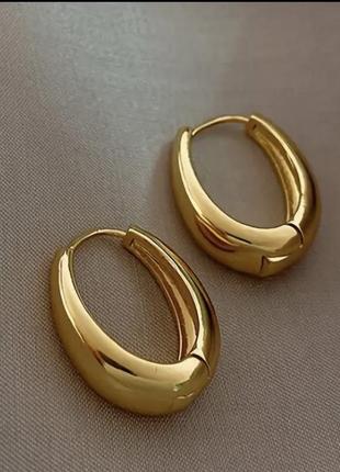 Серьги ретро кольца капли винтажные золотые новые качественные