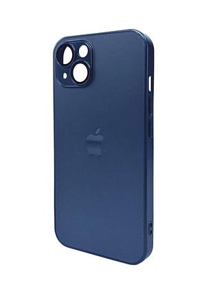 Чохол для смартфона ag glass matt frame color logo for apple iphone 12 navy blue