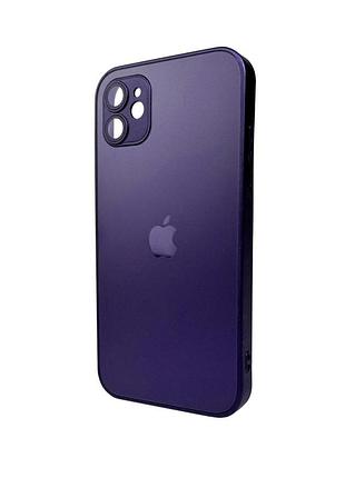 Чохол для смартфона ag glass matt frame color logo for apple iphone 11 deep purple