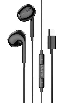 Навушники borofone bm80 max gorgeous type-c wire-controlled digital earphones with microphone black