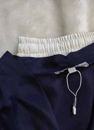 Синяя натуральная шелковая блуза с вырезом длинный рукав стрейч шелк вискоза батал италия8 фото