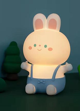 Акумуляторний led нічник vhg l46 силіконове зайченя rgb, little bunny light, blue