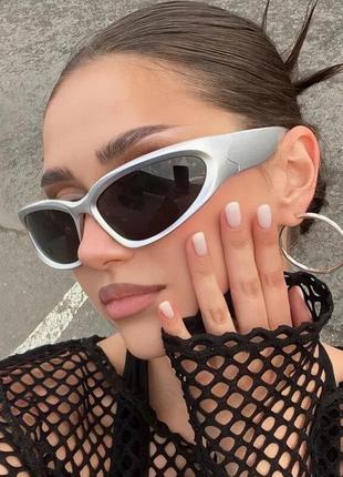Окуляри сонцезахисні у2к y2k sunglasses спортивні чорні сріблясті сірі