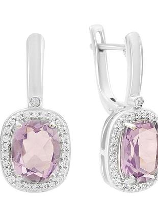 Серебряные серьги silverthin с натуральным аметистом 5.995ct (2163220)