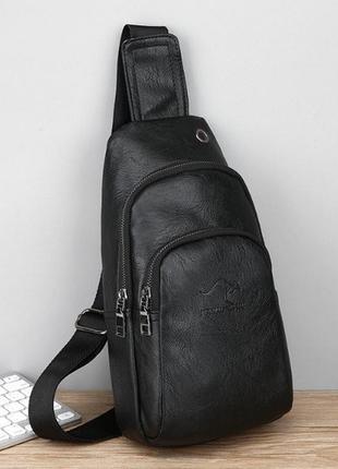 Чоловіча сумка-бананка на груди з usb-екошкірою, крос-боді сумка-бананка слінг для чоловіків нагрудна барсетка pro599