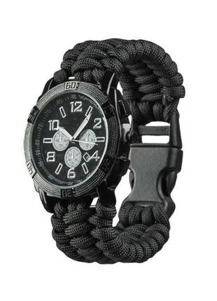 Годинник водонепроникний армійський mil-tec army uhr paracord black bf