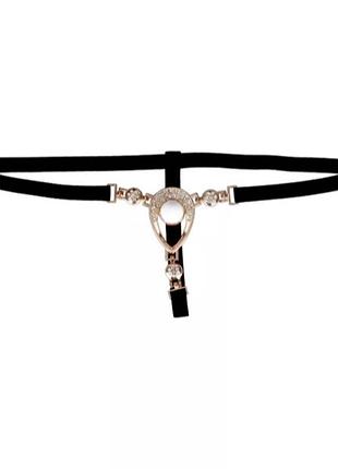 Трусики с камнями черного цвета - размер универсальный на резинке