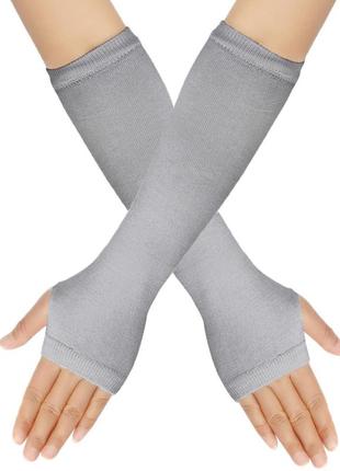 Мітенки короткі однотонні світло-сірі one size