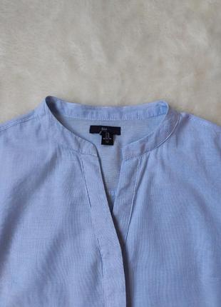 Женская голубая короткая рубашка блуза кроп топ с баской длинный рукав вырез декольте gap8 фото