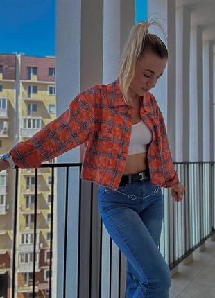 Сорочка (рубашка) укорочена жіноча варьонка котон в клітинку 42-48 сіро-рожева, бордова, помаранчева
