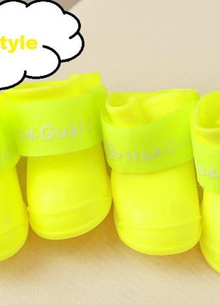 Резиновые сапоги для котов и кошек водонепроницаемые pet style "rain" желтые