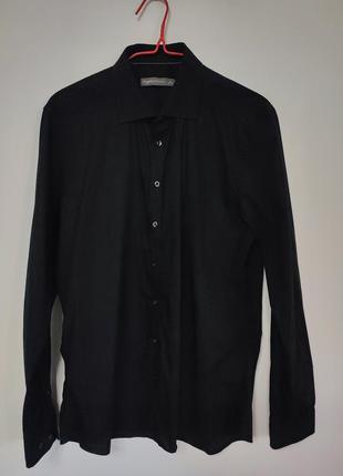Рубашка рубашка мужская черная прямая классическая повседневная c&amp;a man, размер m1 фото