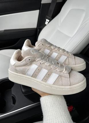 Женские кроссовки кроссовки кеды адедас кампус adidas campus 00s beige white