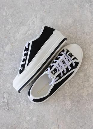 Женские кеды в стиле диор christian dior walk'n' dior black white platform