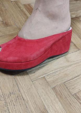 Туфлі жіночі шкіра замша, червоний колір, італія, розмір 401 фото