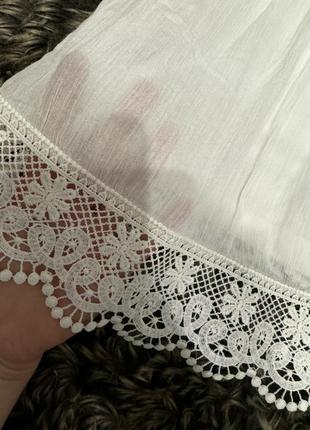 Летнее легко белое мини короткое натуральная ткань платье мини кружево4 фото