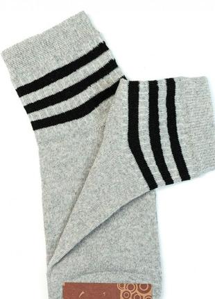 Серые высокие носки с полосатыми манжетами, трикотаж, украина
