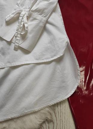 Белая длинная рубашка асимметричная натуральная туника батал большого размера длинная7 фото