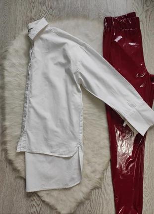 Белая длинная рубашка асимметричная натуральная туника батал большого размера длинная8 фото