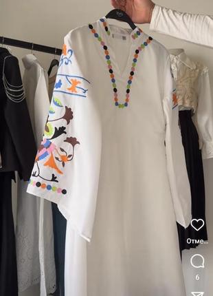 Накладний платіж ❤ турецька сукня сорочка вишиванка міді оверсайз з рукавами кльош можна вагітним6 фото