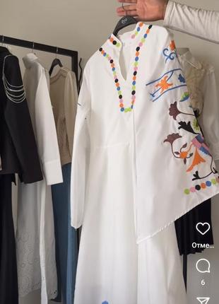 Накладний платіж ❤ турецька сукня сорочка вишиванка міді оверсайз з рукавами кльош можна вагітним5 фото