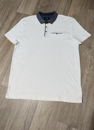 Мужское белое поло / f&f / футболка с воротником / мужская одежда / чоловічий одяг /